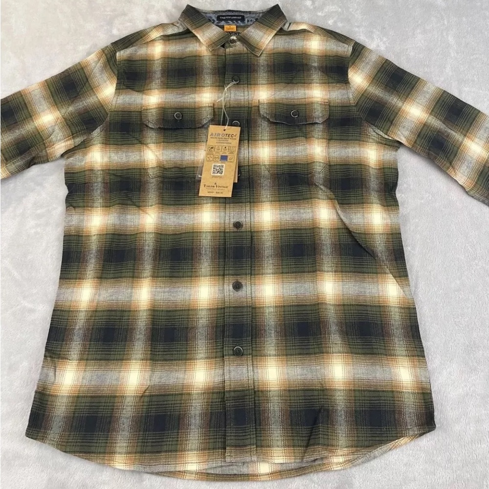 Tailor Vintage Shirt Evergreen Lodge Plaid Long Sleeve Button Up shirt small
